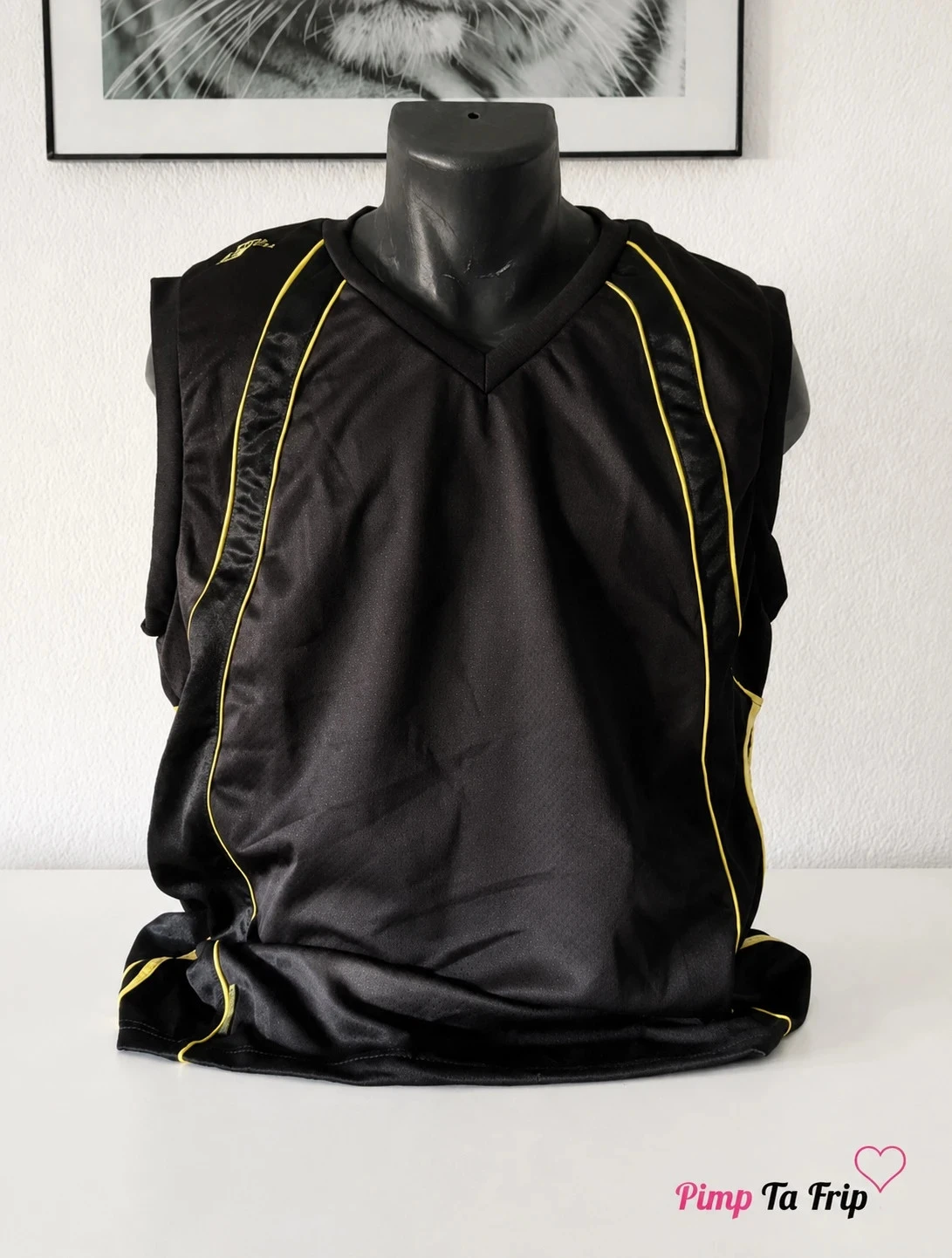 Maillot de basket noir jaune Pro Touch sans manches 100 % polyester homme L neuf avec étiquette
